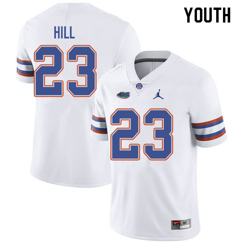 NCAA Florida Gators Jaydon Hill Youth #23 Jordan Brand White Stitched Authentic College Football Jersey VSP3064BH